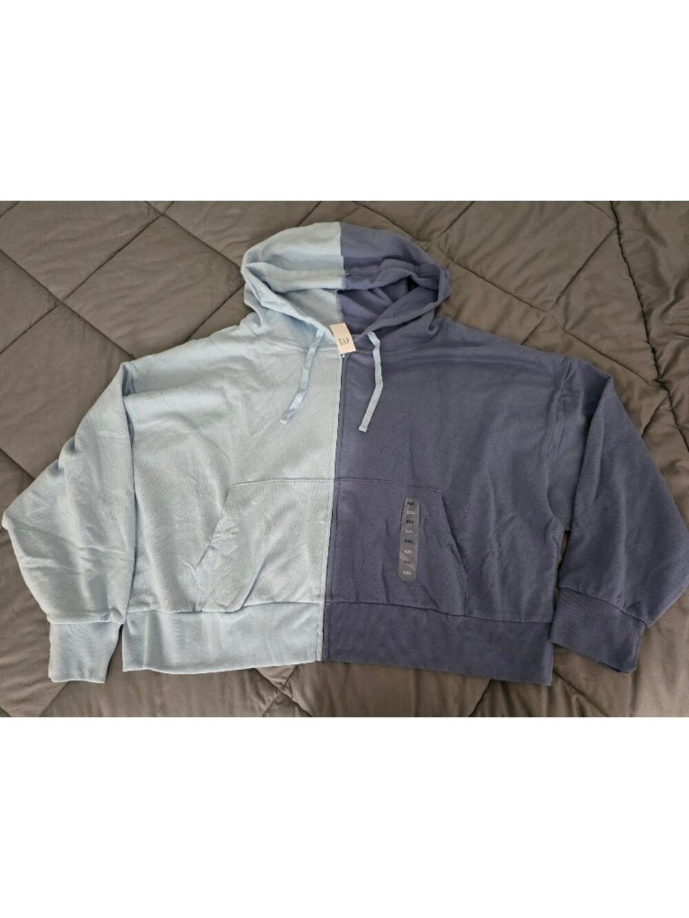 NWT GAP Women's Sz XXL Cropped Zip Hoodie Hooded Sweatshirt Two Toned Blue